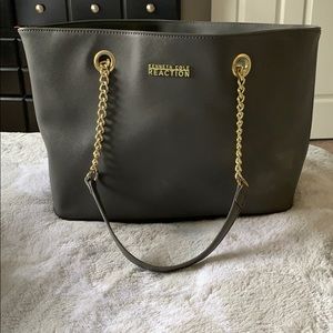 Gray, gold chain bag
